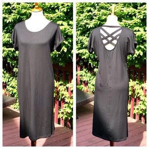 Athleta Crossback Black Sweatshirt Dress Sz M